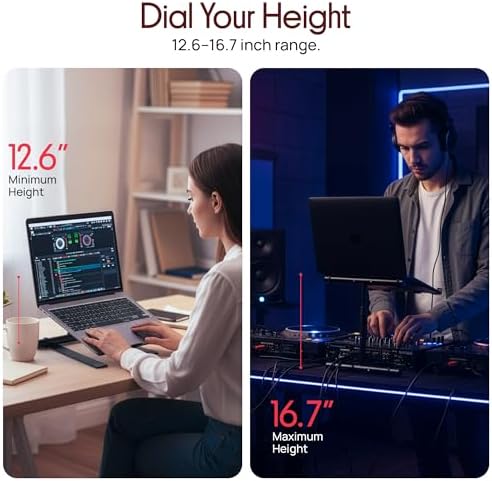 Pyle Portable Folding Laptop Stand - Standing Table with Adjustable Angle, Foldable Height and Four Prong Anti-Slip Tray for iPad, Tablet, DJ Mixer, Workstation, Gaming and Home Use - PLPTS55 - Image 6