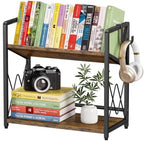 Desk Shelf Organizer, 2 Tier Desktop Bookshelf, Wooden Tabletop Bookshelf by Aailitefa