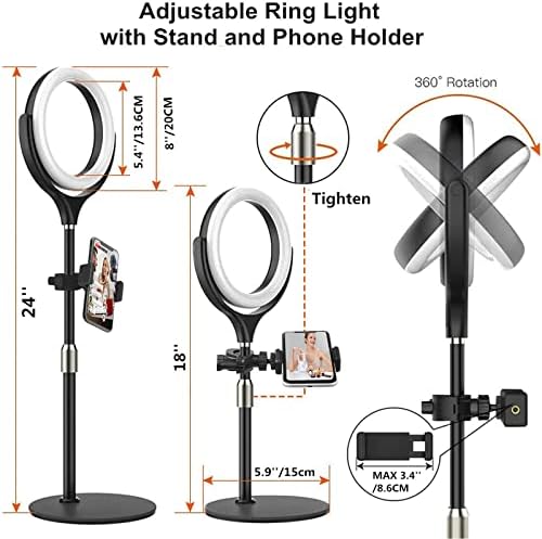 8 inch Desk Ring Light with Stand for for Video Conference,Adjustable Zoom Lighting for Computer, Circle Light for Video Recording, Video Calls, Online Class, Live Streaming, Podcast - Image 5