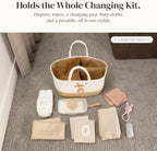 Baby Diaper Caddy Organizer, Bunny Cotton Rope Nursery Basket - Image 3