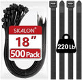 Skalon Large Zip Ties 18 Inch (500 Pack) - Heavy Duty, 220 lb Tensile Strength, Black Cable Ties, Extra Long Wire Ties by SKALON