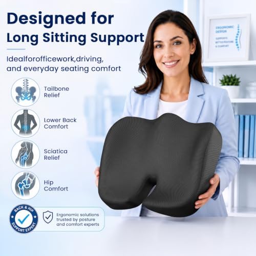 Seat Cushion, XL Large Memory Foam Cushion for /Office Chair/Car/Wheelchair - Image 3