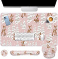 Britimes Keyboard Mouse Pad Set, 4 in 1 Desk Mat Set, Winter Cute Fawn by Britimes
