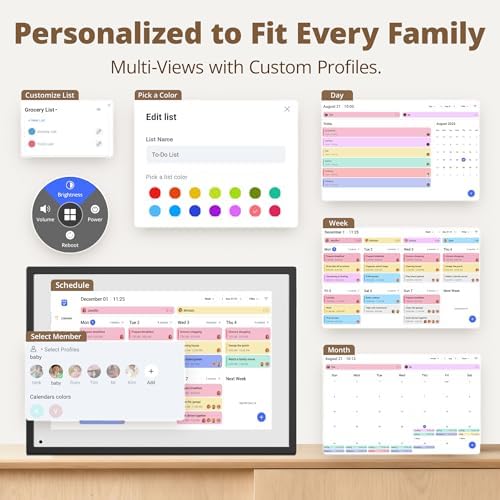 Digital Calendar Touch Screen 10 Inch, Electronic Calendar Chore Chart with 1080P Interactive Touchscreen for Family Monthly/Weekly/Daily Planner, Smart Calendar with Desk Mount - Black - Image 6