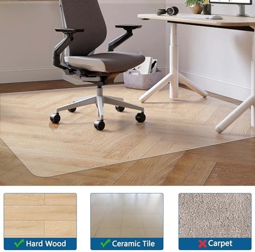 Chair Mat for Hardwood Floor, 48" x 36" Clear Desk Chair Mats, Easy Glide Plastic Mat for Under Office Chair, Rectangle - Image 3