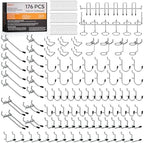 INCLY 176PCS Pegboard Hooks with Peg Locks, 1/4" Heavy Duty Metal by INCLY