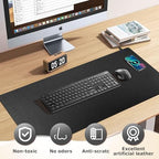 Wireless Charging Mouse Pad Firelison 2 in 1 Leather Multifunctional Office Desk Pad with Non-Slip Rubber Base, Waterproof Desk pad for Computers/Office/Work/Home/Decor（ 36" x 17"Black - R） - Image 5