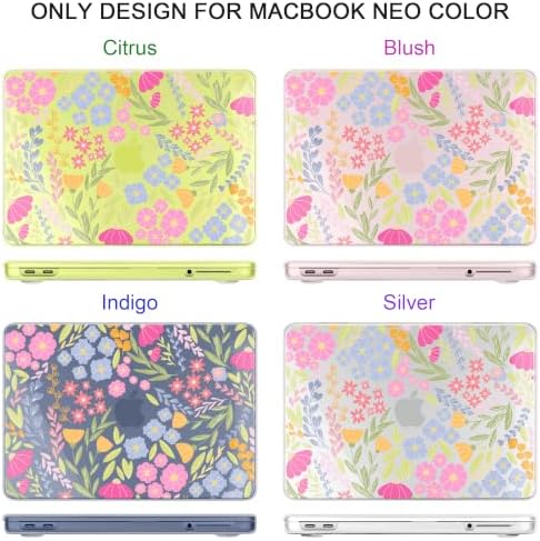 for MacBook Neo 13 inch Case 2026 (Model A3404, A18 Pro) Precision Fit & Scratch Unique Design Hard Shell, Keyboard Cover, Trackpad Protector, 2 OTG Adapter, for Women Cute, Spring Floral - Image 4