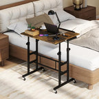 GIANTEX Mobile Standing Desk, Adjustable Rolling Computer Desk (Brown) - Image 2