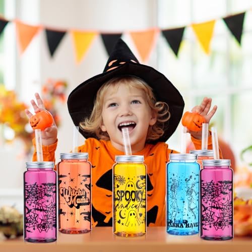 Meanplan 24 Pcs Halloween Ghost Plastic Cup with Lids and Straws Bulk 14 oz - Image 6