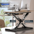 FLEXISPOT Standing Desk Converter 36" Desk Riser for Dual Monitor, Sit Stand Computer Workstation with Spacious Keyboard Tray, Ergonomic Height Adjustable Stand Up Desk Riser, Rustic Brown - Image 4