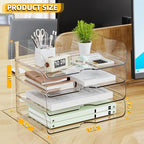 HIYOHIYO Clear Office Desk Organizer for A4 Letter Paper, 4 Tier Horizontal - Image 2