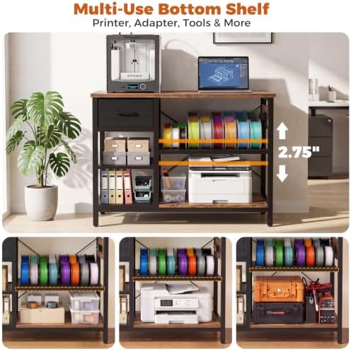 Homieasy 3D Printer Stand with Filament Storage, 39.4" x 23", Rustic Brown - Image 4