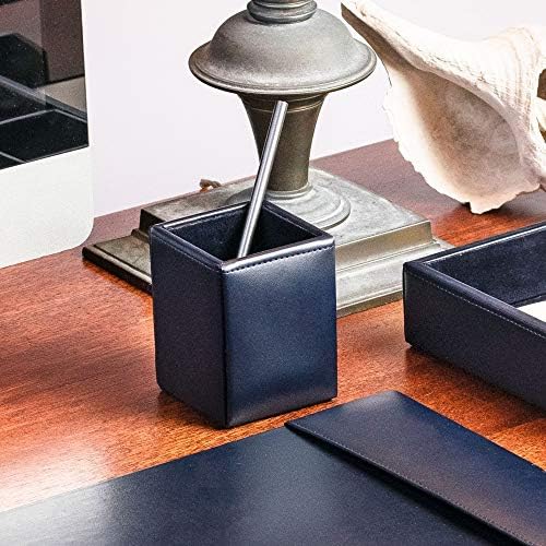 Navy Blue Bonded Leather Pencil Cup - Image 4