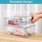 Vtopmart Clear Stackable Storage Drawers, 3 Pack Wide Organizer Set - Image 4