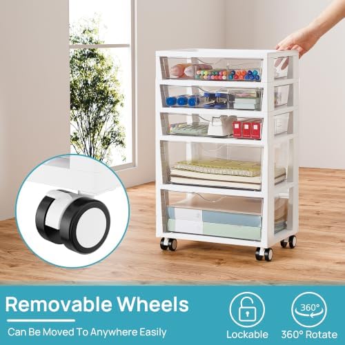 Vtopmart 5-Tier Plastic Drawer Storage Rolling Cart with Wheels - Image 6
