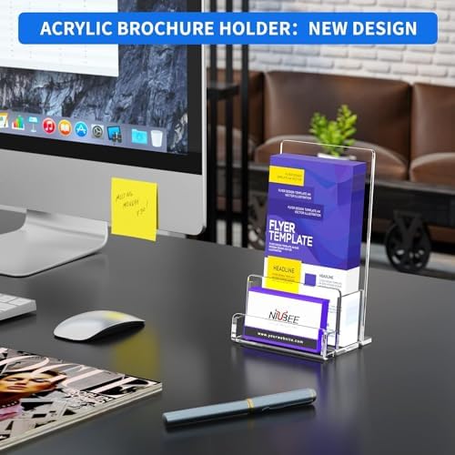 NIUBEE 6 Packs Acrylic Brochure Holder 4‘’, Pamphlet Flyer Display Stand - Image 5