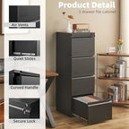 Guizeeopo Metal File Cabinet with Lock, Vertical 4 Drawer File Cabinets for Home Office, Heavy Duty Office Storage Cabinet for A4/Letter/Legal Size, Assembly Required(Black) - Image 4
