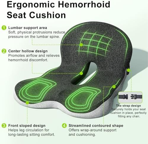 Office Chair Cushion, Ergonomic Seat Cushion with Lumbar Support - Image 3