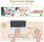 Apricot Mouse Pad with Wrist Support 4 in1 Set, XXL Big Game Mousepad + Keyboard Wrist Rest + Mouse Wrist Rest Pad +Coaster Gaming Mat for Home Office Work Computer I Colorful Cute Girl's Bow - Image 2