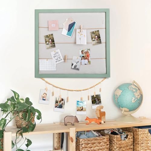 Fabric Linen Bulletin Board Large, 28 X 32 Green Wood Framed Pin Board - Image 4