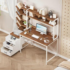 YOMILUVE 52" Computer Desk with Bookshelf, 3 Drawers ＆ Hutch for Bedroom - Image 4