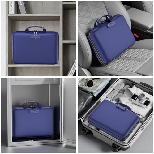 DocSafe Fireproof File Organizer with Lock, Hard-Shell Case Fireproof Document Box with 13 Pocket Accordion File Folder, Portable Home Office Travel Safe Storage for Important Documents Laptop Blue - Image 6