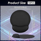 10 Pack Ergonomic Mouse Pad with Wrist Rest Support, Gel Memory Foam Computer Pad for Pain Relief & Comfort, Non-Slip Base for Gaming, Office, Home Use (Black) - Image 2
