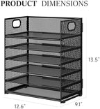Subekyu 2-Pack 6-Tier Paper Tray Organizer for Desk - Black Mesh File Folder Sorter with Handles, Desk Letter Holder for Office, Home, School Supplies Storage & Organization - Image 5