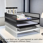 A3 Metal Letter Tray, 2pcs/4pcs/6pcs, Stackable Paper Tray, Metal Mesh Desktop Organizer, File Document Storage Rack for Home, Office, School, Black/White, Horizontal/Vertical (4, Vertical,Black) - Image 6