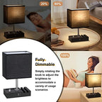 Black Table Lamp for Bedroom - Stepless Dimmable, USB C+A, 2 AC Outlets - Image 3