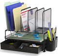 Simple Houseware Desk File Organizer for Office Supplies w/Drawer, Black by SimpleHouseware