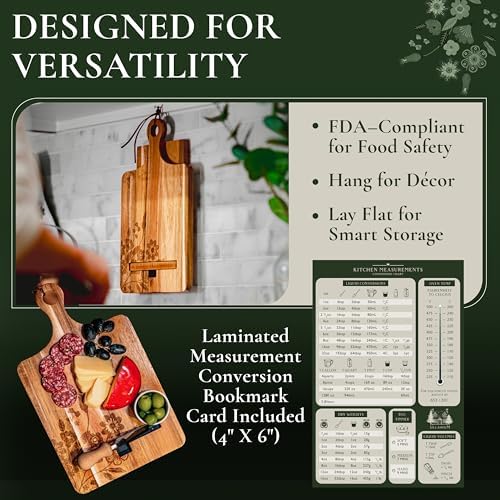 Wooden Cookbook Stand for Kitchen Counter - Reversible Recipe Book Holder with Cooking Measurement Conversion Card - Gift-Ready Adjustable Tablet Cookbook Holder Stand - 13.7"x8.2" - Image 3