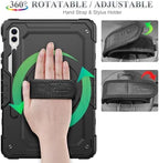 SEYMAC stock Case for Samsung Galaxy Tab S10+ Plus/ S9 FE+ Plus/ S9+ Plus 5G Tablet Case 12.4'' Protective with Screen Protector, Pen Holder, 360 Rotate Stand, Hand Strap, Shoulder Strap, Black1 - Image 3