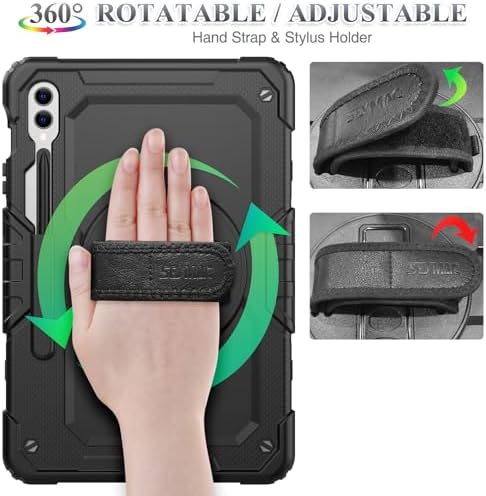 SEYMAC stock Case for Samsung Galaxy Tab S10+ Plus/ S9 FE+ Plus/ S9+ Plus 5G Tablet Case 12.4'' Protective with Screen Protector, Pen Holder, 360 Rotate Stand, Hand Strap, Shoulder Strap, Black1 - Image 3