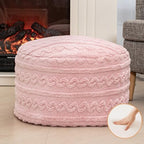 Pouf Ottoman Stuffed 20x20x12 Inches Floor Pouf Plush Fiber Ottoman Foot Rest Under Desk Foot Stool for Living Room Bedroom (Pink) - Image 2