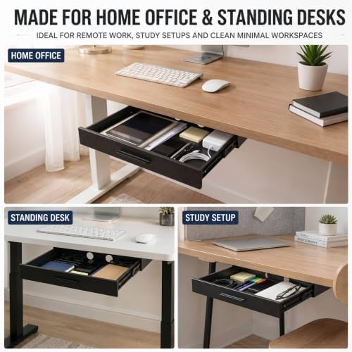 Menkxi 18 x 12 in Under Desk Drawer,Slide out Storage Organizer Heavy Duty - Image 5
