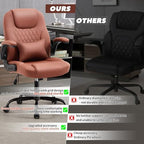 Leather Office Chair Swivel Lumbar Support for Short People Brown - Image 6