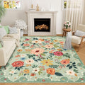 DUKINO 6x9 Area Rugs, Floral Washable Rug for Bedroom Non Slip, Green by DUKINO