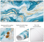 QiyI PU Leather Desk Mat Set, 4-in-1 Ergonomic Wrist Rest, Blue Fluid Art - Image 5