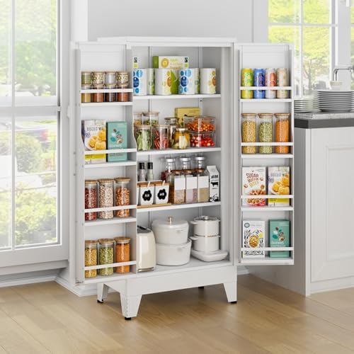 Black Kitchen Pantry Storage Cabinet, 48" Metal Storage Cabinet by RISTERN
