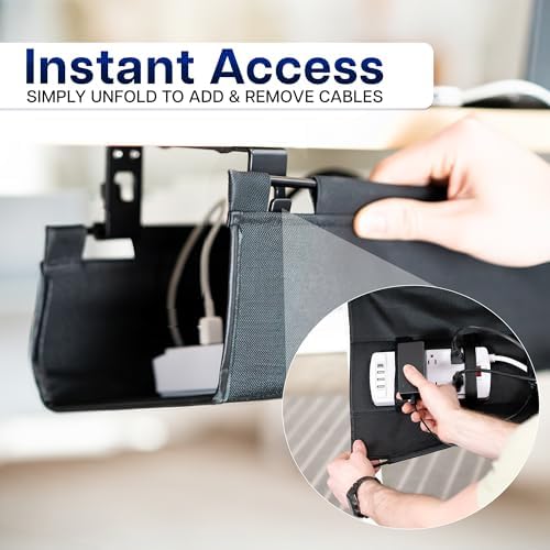 VIVO Black Screw-on 31 in Fabric Cable Management Tray, DESK-AC31F-S - Image 3