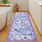 DUKINO 2x10 Runner Rug, Floral Washable Kitchen Runner Rug Non Slip, Purple - Image 3