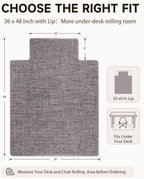 Funwheat Office Chair Mat with Lip for Hard Floors, 36 x 48 in, Dark Grey - Image 2