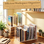Didaey 2 Pcs Acrylic Magazine File Holder, 5 Vertical Compartments Desk Sorter Organizer Magazines Documents Books Accessories Clear Folder Rack Binder for Office Home (B5,5 Sections,Clear) - Image 4