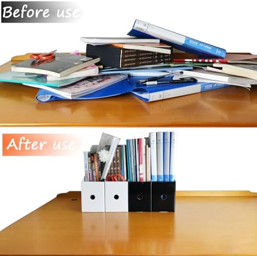 Limitliho 24 Pack White&Black Cardboard Magazine Holder for Desk or Shelves - Image 6