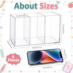 Mototo 4PCS Acrylic Pen Holder Back to School 3 Compartments Pen Organizer - Image 2