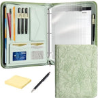 Leathario Portfolio Binder, Padfolio Organizer, 3 Ring Binder with Zipper by Leathario