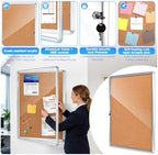 36x24 Lockable Enclosed Bulletin Board,Weatherproof Cork Display Case - Image 4