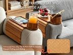 GHKINMAL 2 Packs Sofa Arm Tray with Cup Holder,Fits 6.3"+Arms,Acacia Color - Image 3
